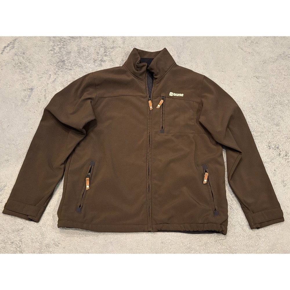 Orage Ski Softshell Jacket Full Zip Mens XL Brown Pockets Fleece Lined